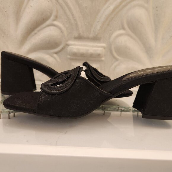 Guess "Quatrro G Logo" Heeled Sandals. Black. NIB. Size 9 - Picture 5 of 9